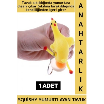 Eğlenceli Hediyelik Komik Stres Giderici Duyusal Uyarıcı Kauçuk Squishy Yumurtlayan Tavuk Anahtarlık