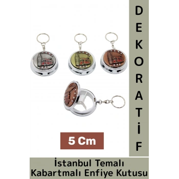 Özel Tasarım Dekoratif Hediye Yöresel Şık İstanbul Temalı 3 Bölmeli Kabartmalı Enfiye Kutusu 5 Cm