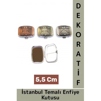 Özel Tasarım Dekoratif Hediye Yöresel Çok Şık İstanbul Temalı 2 Bölmeli Enfiye Kutusu 5,5 Cm