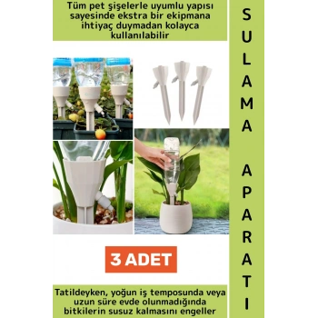 Tüm Pet Şişelerle Uyumlu Bahçe Balkon Sera Ayarlanabilir Akışlı Otomatik Bitki Sulama Aparatı 3 Adet