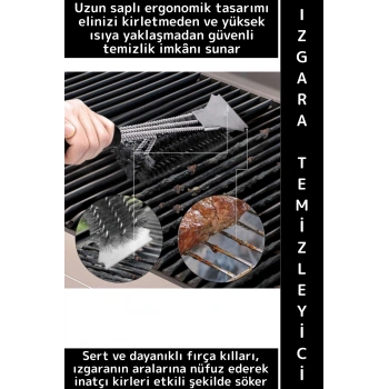 Ergonomik Sert Dayanıklı Kıl Yağ Kir Kalıntı Kömür Hijyenik Barbekü Mangal Izgara Temizleme Fırçası