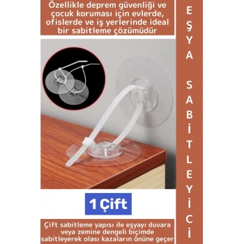 Kendinden Yapışkanlı Deprem Bebek Odası Güvenlik Ofis İş Yeri İSG Eşya Sabitleyici Aparat 1 Çift