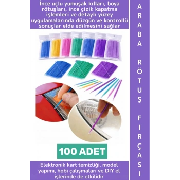 İnce Uç Yumuşak Kıl Boya Çizik Kapama Temizlik Mini Tek Kullanımlık Esnek Araba Rötuş Fırçası 100lü