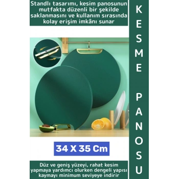 Premium Geniş Yüzeyli Kaymaz Mutfak Et Balık Ekmek Doğrama Dilimleme Hijyenik Standlı Kesim Panosu