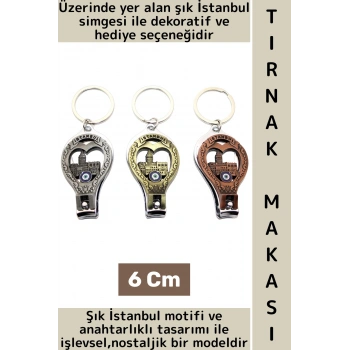 Hediye Dekoratif Kişisel El Ayak Bakım Şık İstanbul Temalı Anahtarlık Tasarımlı Tırnak Makası 6 Cm