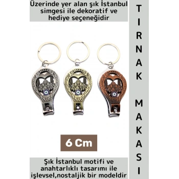 Dekoratif Hediye Kişisel El Ayak Bakım Şık İstanbul Motifli Anahtarlık Tasarımlı Tırnak Makası 6 Cm