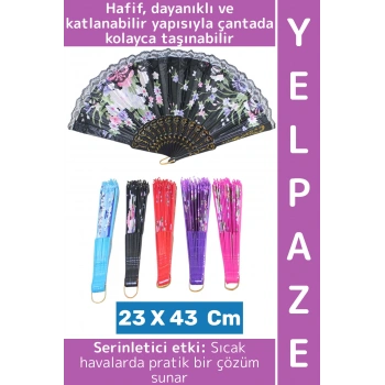 Dekoratif Hediyelik Sıcak Havalarda Etkili Katlanabilir Çanta Boy Çok Şık Plastik Yelpaze 23 X 43 Cm