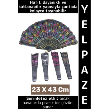 Dekoratif Hediye Sıcak Havalarda Etkili Katlanabilir Çanta Boy Çok Şık Plastik Yelpaze 23 X 43 Cm