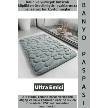 Konforlu Kalın Yumuşak Hafızalı Köpük Ultra Emici Kaydırmaz Şık Tuvalet Evcil Hayvan Banyo Paspası