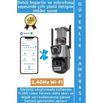Ev Ofis İş Yeri Gece Modu Çift Ekran İzleme Hareket Algılama 2.4GHz Wi-Fi 3 Lens Güvenlik Kamerası