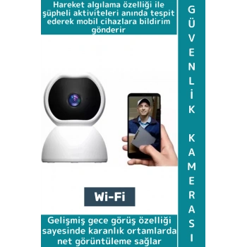 Ev Ofis Bebek Yaşlı Odası Gece Görüş Çift Yön Ses Hareket Algı Uyarı Bildirim Wifi Güvenlik Kamerası