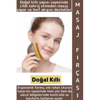 Ergonomik Doğal Kıl Selülit Gıdı Boyun Çene Toparlayıcı Sıkılaştırıcı Lenfatik Drenaj Masaj Fırçası