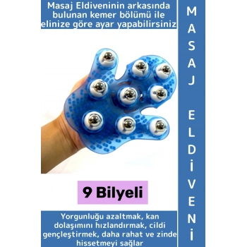 Yüz Vücut Cilt Sarkma Sıkılaştırıcı Rahatlatıcı Etkili 9 Bilyeli Yumuşak Silikon Masaj Eldiveni