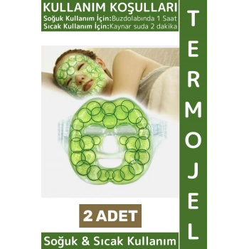 Soğuk Sıcak Kompres Termojel Sakinleştiren Ağrı Şişkinlik Azaltan Salatalık Desen Yüz Maskesi 2 Adet