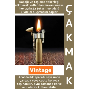 Dekoratif Hediyelik Retro Vintage Koleksiyon Anahtarlık Kolye Ucu Kullanım Şık Kurşun Tasarım Çakmak