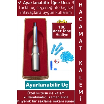 Premium Klinik Terapi Ayarlanabilir 3 Uçlu Özel Hijyenik Kutu Hacamat Kalemi 100lü İğne Hediye