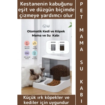 Premium Pet Evcil Hayvan Küçük Irk Köpek Kedi 2si 1 Arada Çift Hazneli Şık Otomatik Mama Su Kabı
