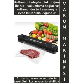 Premium Mutfak Et Sebze Meyve Balık Tek Tuş Kolay Kullanım Otomatik Ev Tipi Gıda Vakumlama Makinesi