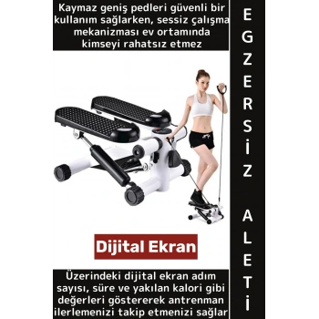 Premium Tüm Vücut Bacak Kalça Basen Kol Omuz Dijital Ekranlı Direnç Lastikli Mini Egzersiz Aleti