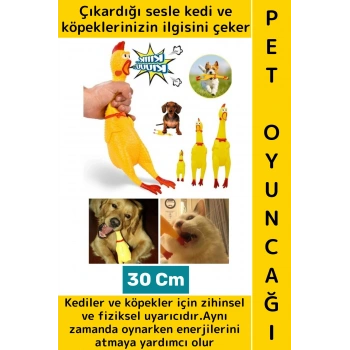 Evcil Hayvan İlgi Çekici Enerji Atma Fiziksel Aktivite Ses Çıkaran Tavuk Kedi Köpek Oyuncağı 30 Cm