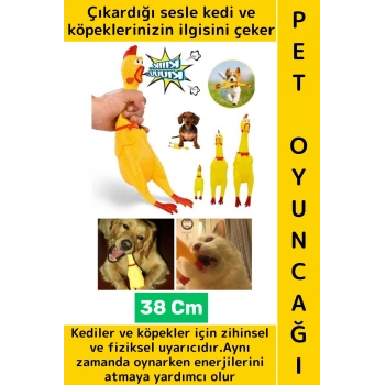 Evcil Hayvan İlgi Çekici Enerji Atma Fiziksel Aktivite Ses Çıkaran Tavuk Kedi Köpek Oyuncağı 38 Cm