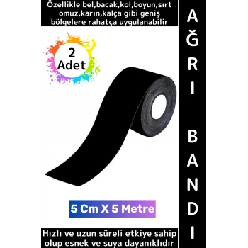 #AğrıBandı Hızlı Uzun Süre Etki Kas Bel Bacak Kol Boyun Sırt Omuz Karın Kalça Siyah Isı Bandı 2 Adet