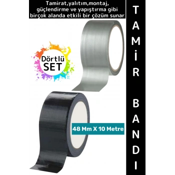 #TamirBandı Suya Neme Küfe Toza Dayanıklı Çok Amaçlı Montaj Onarım Bantı 48 mm x 10 Metre Dörtlü SET