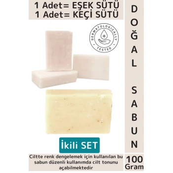 #DoğalSabun Bitkisel Organik Tüm Cilt Tipleri Yüz El Saç İçin Uygun Eşek Keçi Sütü Sabunu İkili Set