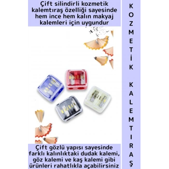 #MakyajKalemtıraş Kompakt Paslanmaz Çelik Bıçak Çift Gözlü Dudak Göz Kaş Kalemi Kozmetik Kalemtıraşı