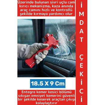 #İmdatÇekici Trafik Oto İlk Yardım Çantası Çok Fonksitonlu Cam Kırıcı Entegre Kemer Kesici 2 in 1