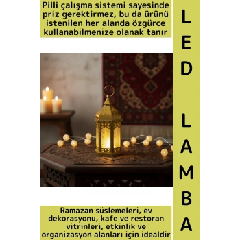 #LedIşık Ramazan Masa Süsleme Hediye Dekoratif Osmanlı Büyük Boy Altıgen Kubbe Gold Pilli LED Lamba
