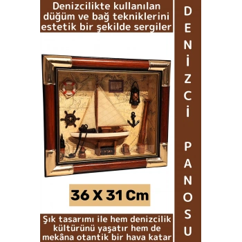#DenizciBağları Dekoratif Ev Ofis Sevgililer Günü Hediyelik Şık Denizci Temalı Ahşap Pano 36 X 31 Cm