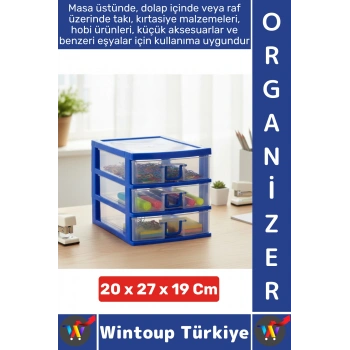#TakıOrganizer Dayanıklı Plastik Masa Üstü Dolap Raf Küçük Eşya 3 Çekmeceli Komidin Mini Organizer