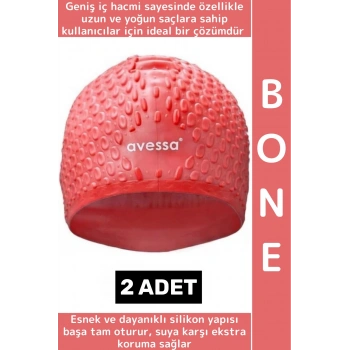 #Bone Esnek Yumuşak Silikon Havuz Deniz Yüzme Kulağa Su Geçirmez Büyük Beden Saç Bonesi 2 Adet