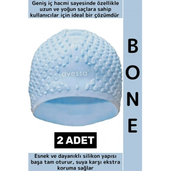 #Bone Esnek Yumuşak Silikon Havuz Deniz Yüzme Kulağa Su Geçirmez Büyük Beden Saç Bonesi 2 Adet