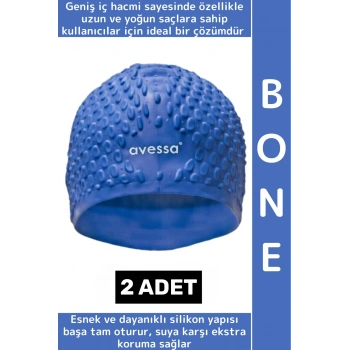 #Bone Esnek Yumuşak Silikon Havuz Deniz Yüzme Kulağa Su Geçirmez Büyük Beden Saç Bonesi 2 Adet