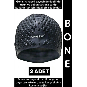 #Bone Esnek Yumuşak Silikon Havuz Deniz Yüzme Kulağa Su Geçirmez Büyük Beden Saç Bonesi 2 Adet