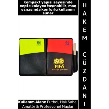 #HakemCüzdanı Kompakt Cep Boy Profesyonel Amatör Halı Saha Şık Cüzdanlı Sarı Kırmızı Hakem Kartı