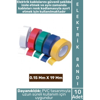 #ElektrikBandı Dayanıklı PVC Kablo İzolasyon Onarım Kısa Devre Önleme Estetik Renkli Elektrik Bandı