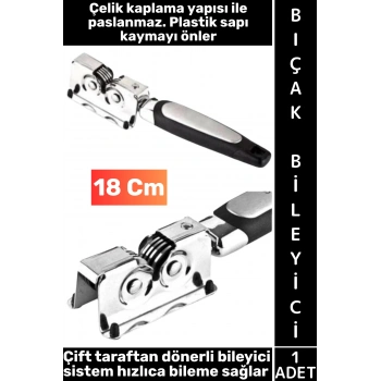#BıçakBileyici Kaymaz Sap Paslanmaz Çelik Çift Dönerli Sistem Hızlı Pratik Şık Bıçak Bileyici 18 Cm