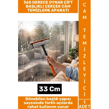 #CamTemizleyici Banyo Duşakabin Oto Bakım 360 Derece Oynar Çift Başlık Çekçek Cam Temizleme Aparatı