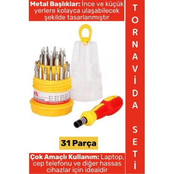 #TornavidaSeti Kauçuk Sap Laptop Küçük Elektronik Eşya Hassas Kullanım Mini Tornavida Seti 31 Parça