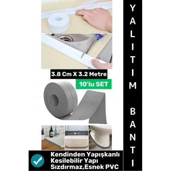 #BantSeti Mutfak Lavabo Pencere Sızdırmaz Kenar Yalıtım Bandı Çok Şık Beyaz-Gri 3.2 Metre 10lu Set
