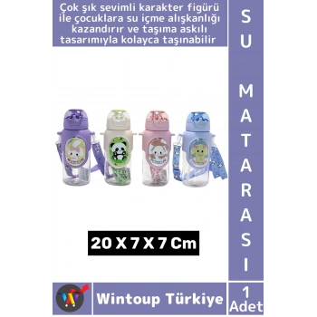 #SuMatarası Ofis Okul Spor Çocuk Su İçme Alışkanlığı Kazanma Sevimli 3D Figürlü Askılı Su Matarası