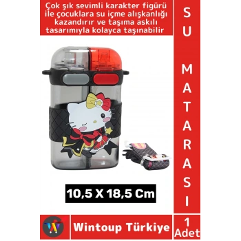 #SuMatarası Ofis Okul Spor Çocuk Su İçme Alışkanlığı Sevimli Figürlü Çift Bölmeli Askılı Su Matarası