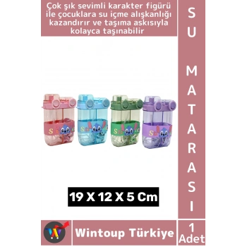 #SuMatarası Ev Ofis Okul Spor Çocuk Su İçme Sevimli Figürlü Çift Bölmeli Pipetli Askılı Su Matarası