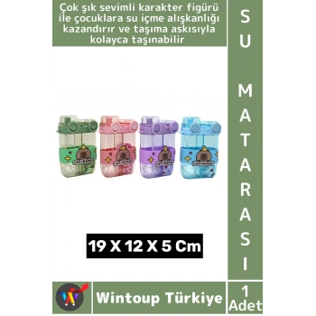 #SuMatarası Ofis Okul Spor Çocuk Su İçme Sevimli Şık Figür Çift Bölmeli Pipetli Askılı Su Matarası