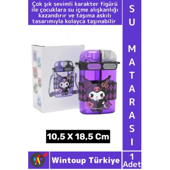 #SuMatarası Ofis Okul Spor Çocuk Su İçme Alışkanlığı Sevimli Figür Çift Bölmeli Askılı Su Matarası