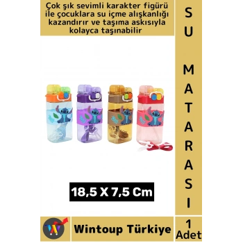 #SuMatarası Ofis Okul Spor Çocuk Su İçme Sevimli Figürlü Çift Bölmeli Pipetli Askılı Su Matarası