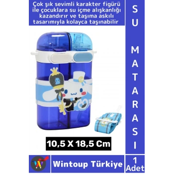 #SuMatarası Ofis Okul Spor Çocuk Su İçmeyi Sevdiren Sevimli Figürlü Çift Bölmeli Askılı Su Matarası